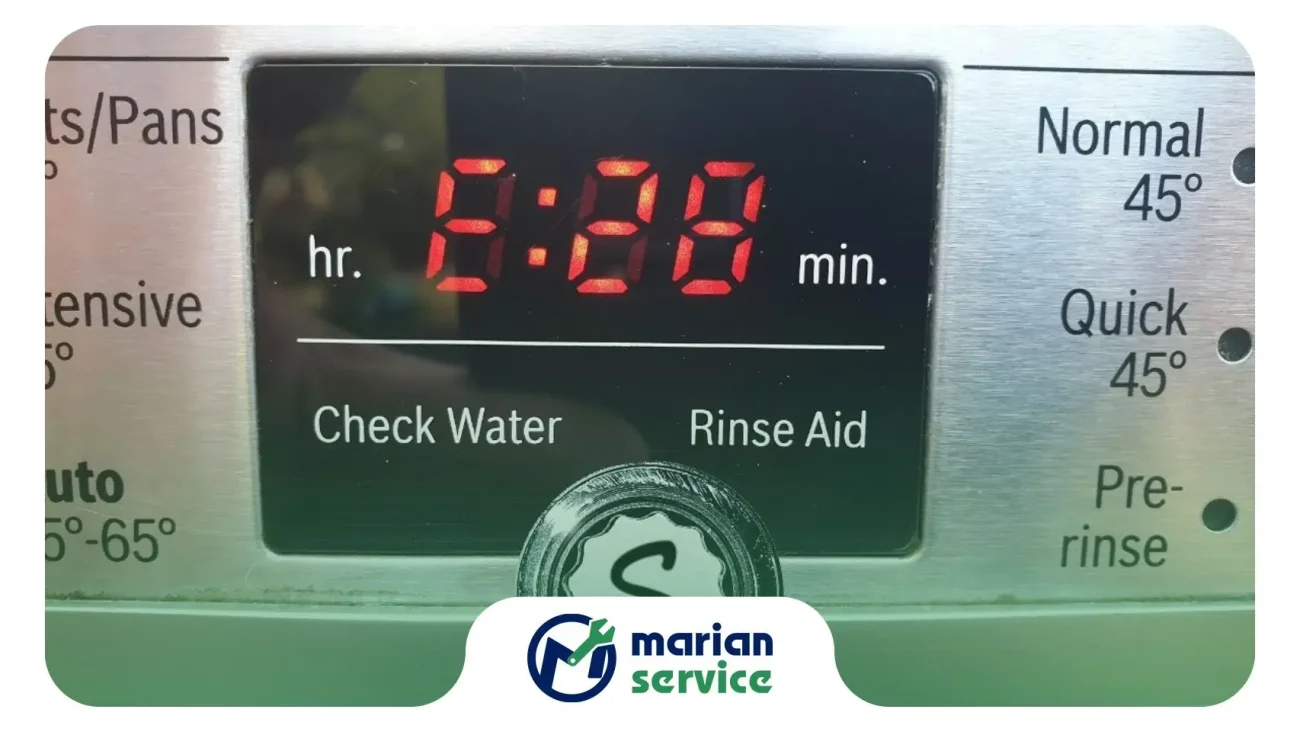 نمایش ارور Check Water روی صفحه نمایش ماشین ظرفشویی بوش